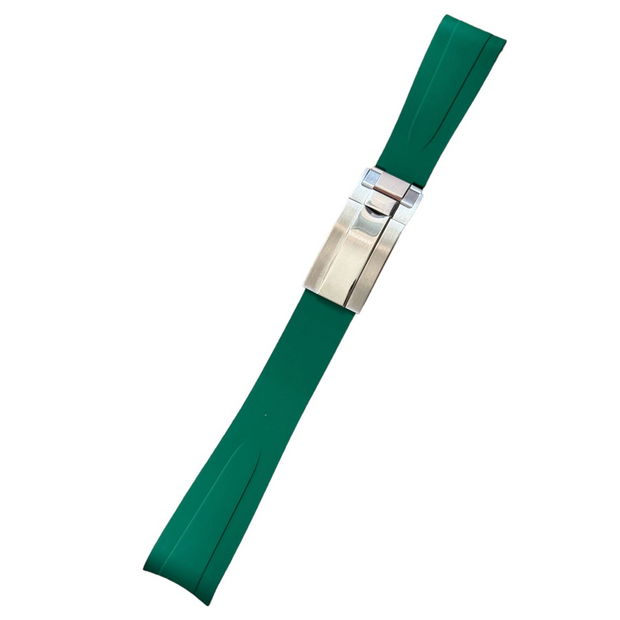 Rolex deployant rubber strap, FKM vulcanized rubber, Green
