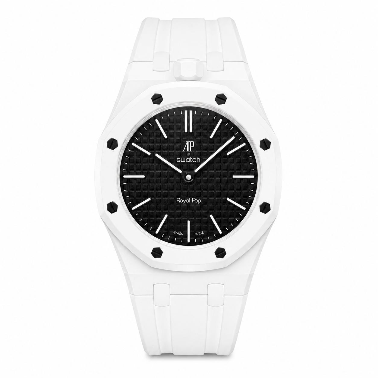 Rubber strap & Case for the Swatch x AP Royal Pop Ocho Negro