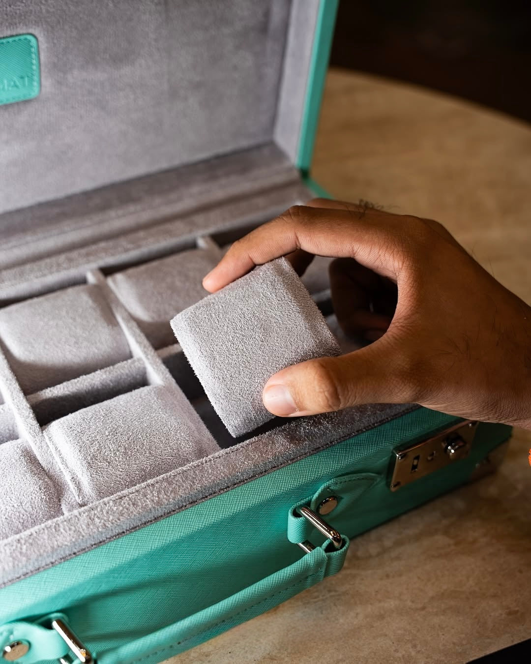 Tiffany Blue Saffiano Leather Collector Watch Box | Tempomat Madrid