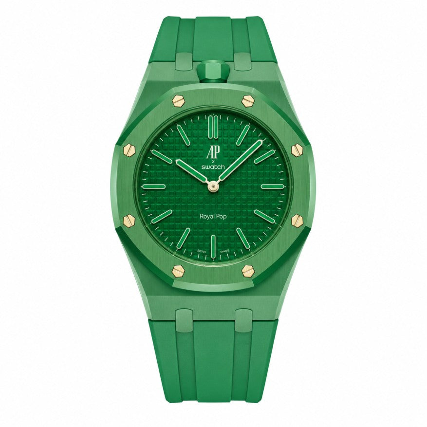時計 Audemars Piguet x Swatch  Pop Green Rubber strap & Case for the Swatch x AP Royal Pop Green Eight