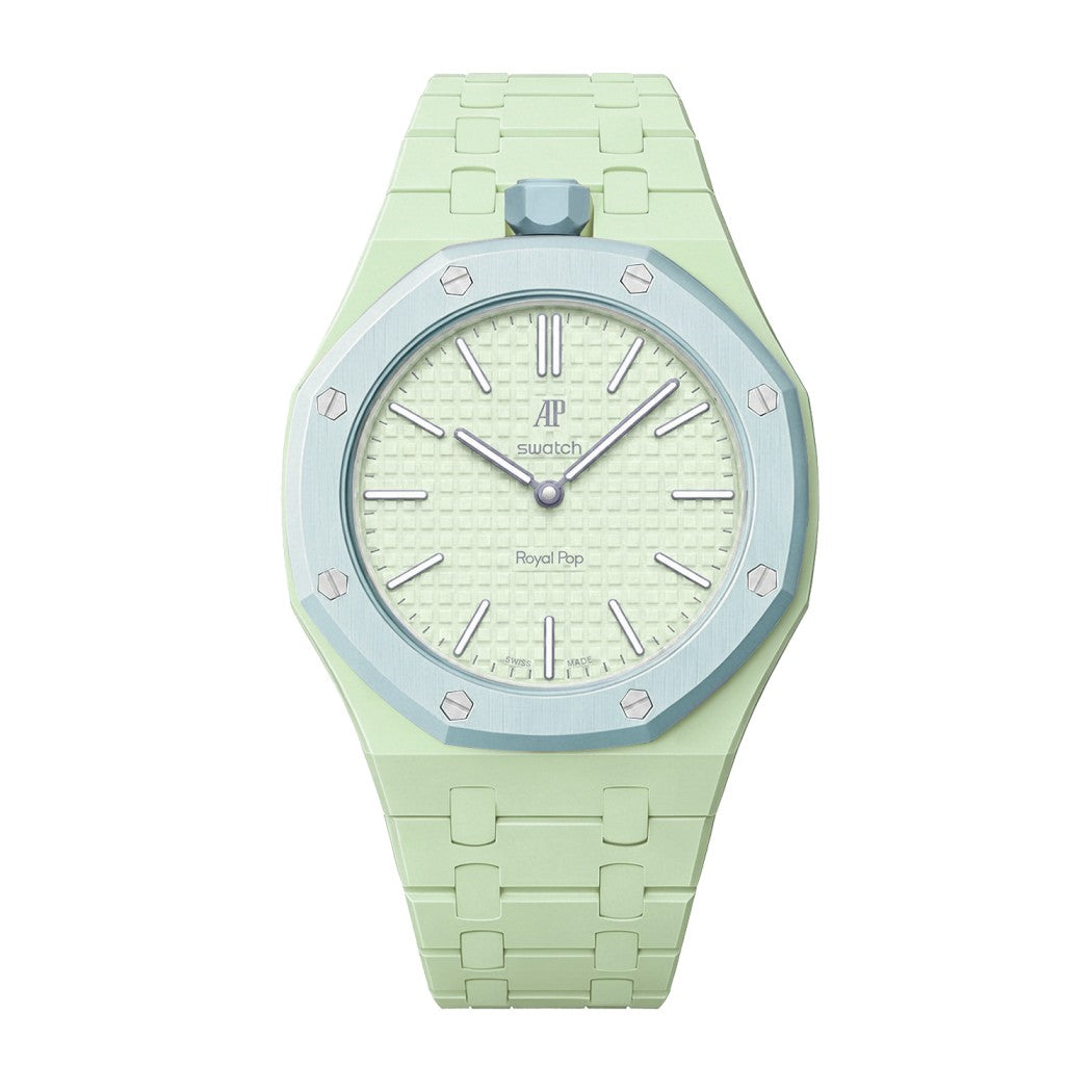 時計 Swatch Audemars Piguet Light Green Bioceramic Bracelet for the Swatch x AP Royal Pop Blaue Acht