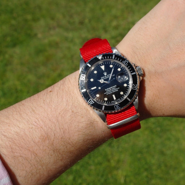 Red Nato Strap for Rolex Omega 20mm universal fit