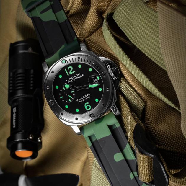 Green Camouflage Rubber Strap for Panerai Seiko universal fit 24mm