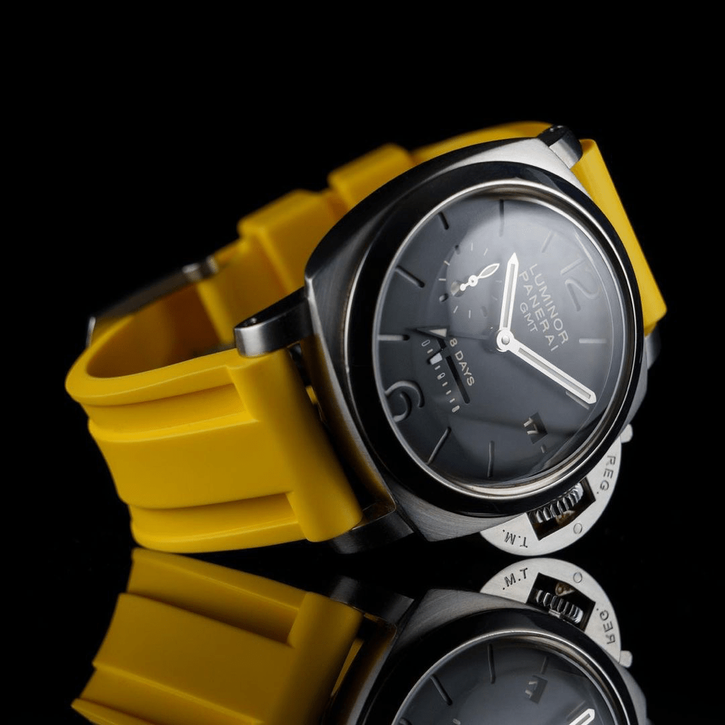 Yellow Rubber Strap for Panerai, Seiko, universal fit 24mm