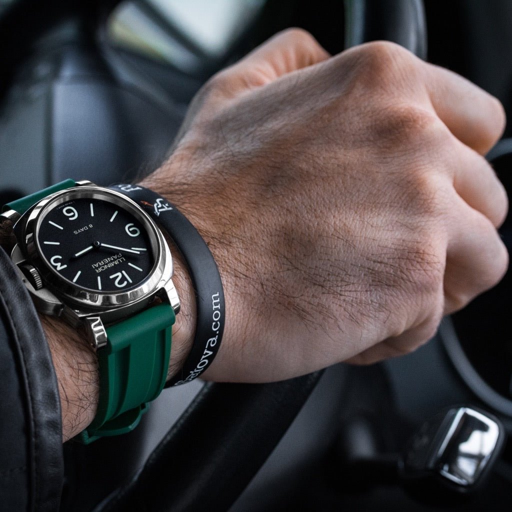 Green Rubber Strap for Panerai, Seiko, universal fit 24mm