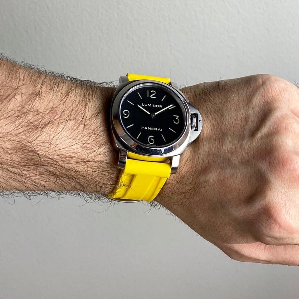 PANERAI レザーベルト イエロー 24mm/22mm Yellow Rubber Strap for Panerai, Seiko, universal fit 24mm