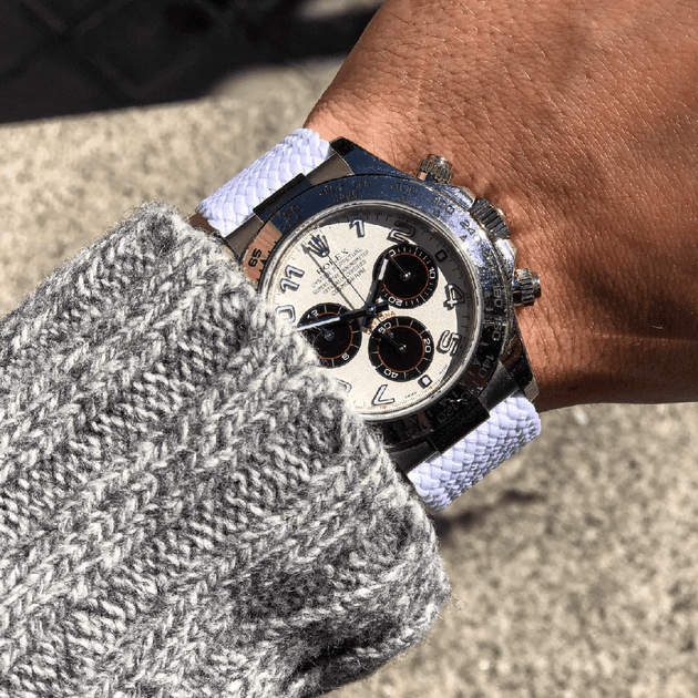 White Perlon Strap for Rolex Omega 20mm universal fit