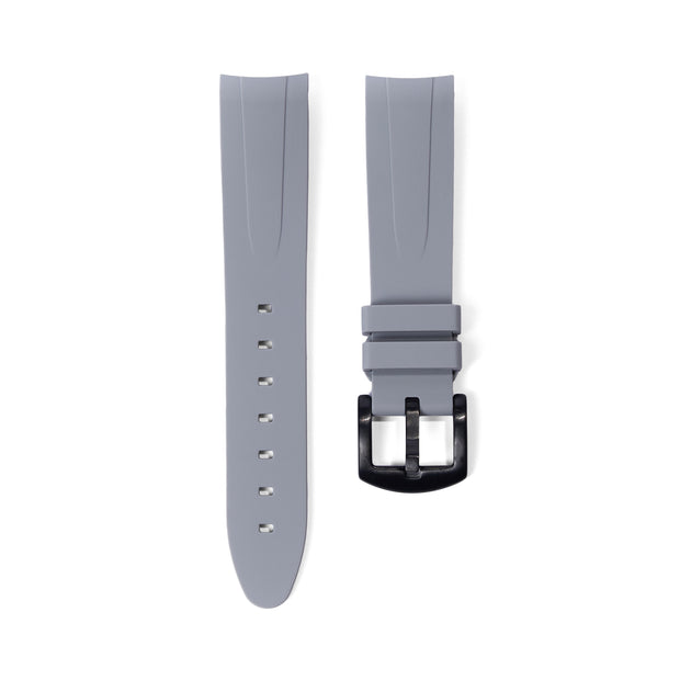 21mm Curved Ended Grey Rubber Strap