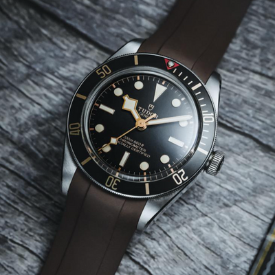 Brown FKM Rubber strap for Tudor Black Bay 58