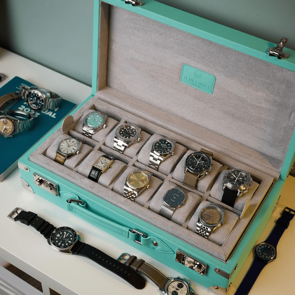 Tiffany Blue Saffiano Leather Collector Watch Box