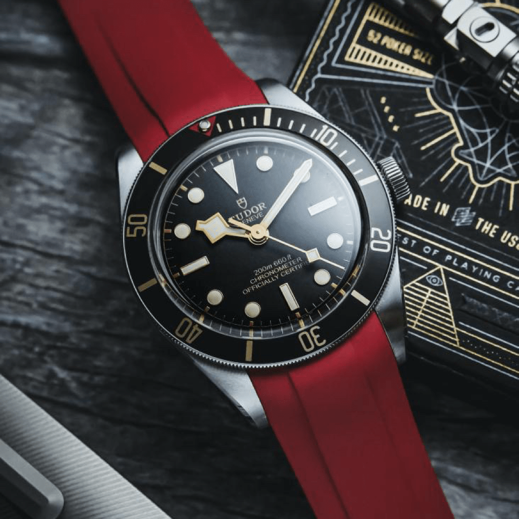 Red FKM Rubber strap for Tudor Black Bay 58 - Tempomat Madrid