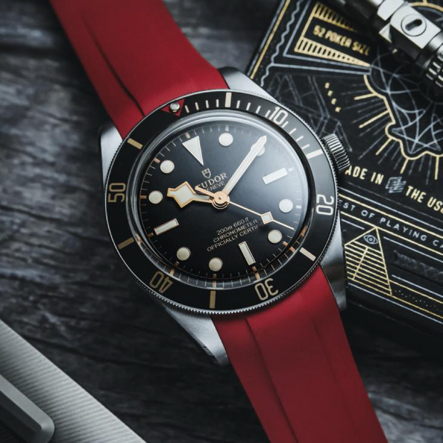 Red FKM Rubber strap for Tudor Black Bay 58