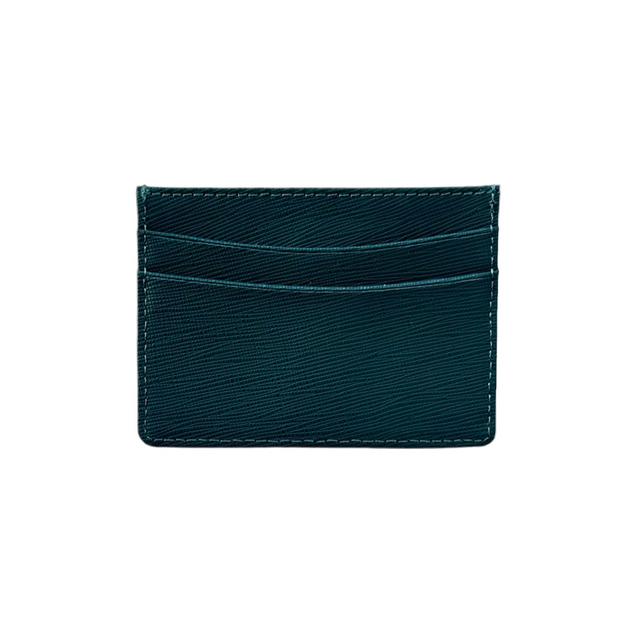 British Green Saffiano Card Holder