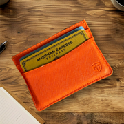 Orange Saffiano Card Holder