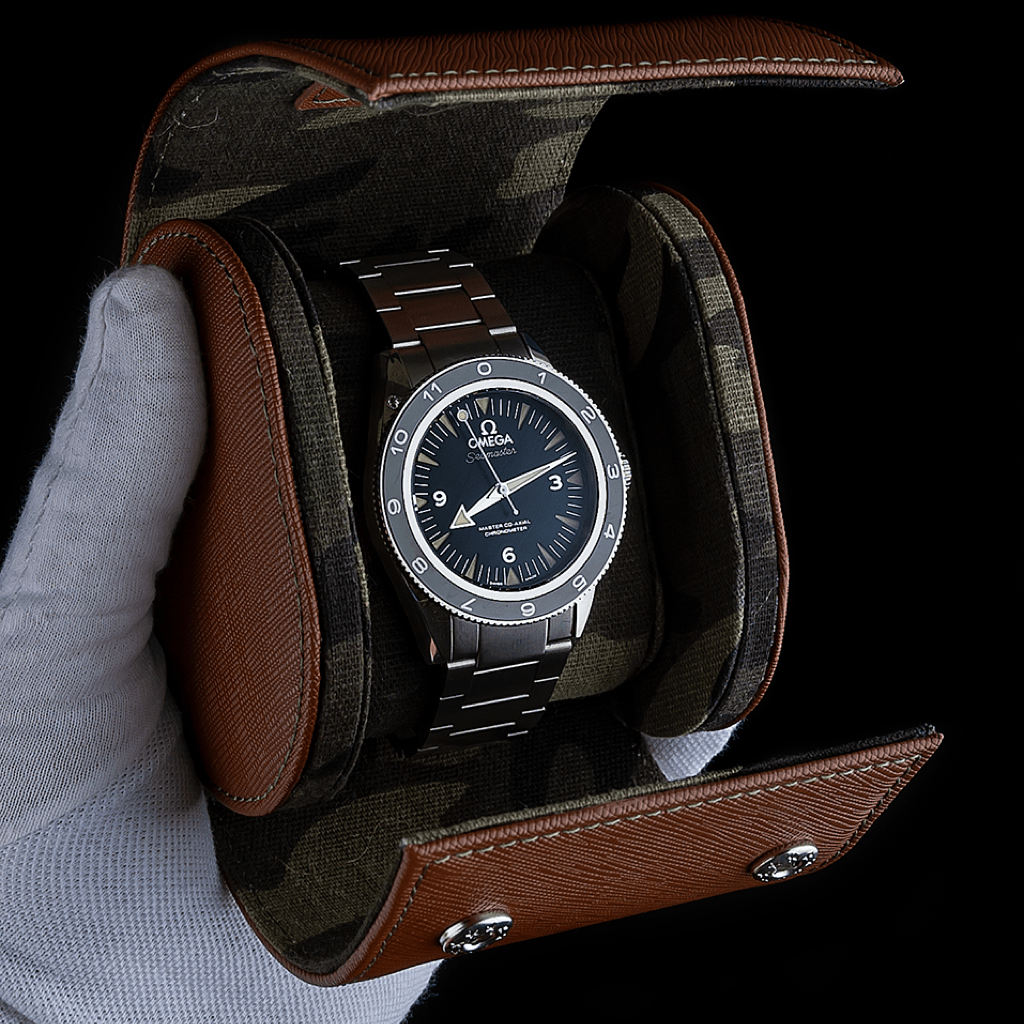 Estuche de reloj individual de piel saffiano marrón - Tempomat Madrid