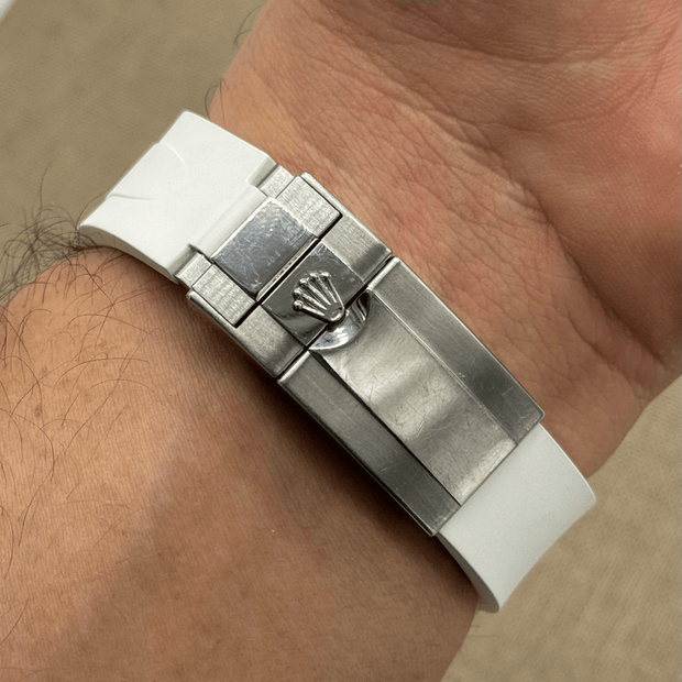 FKM Vulcanized White Rubber strap for Rolex Deployant buckle