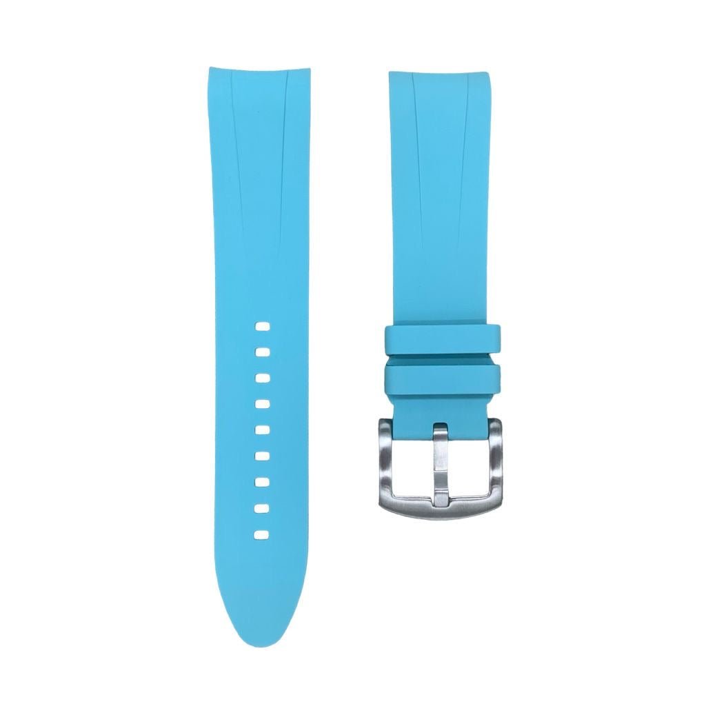 FKM Vulcanized Sky Blue curved ended strap for Rolex OP41 & DJ41 - Tempomat Madrid