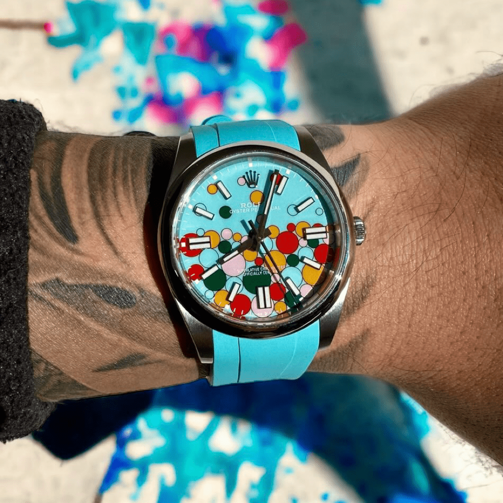 Blue Tiffany FKM Vulcanized Rubber Strap for Rolex and Omega OP41