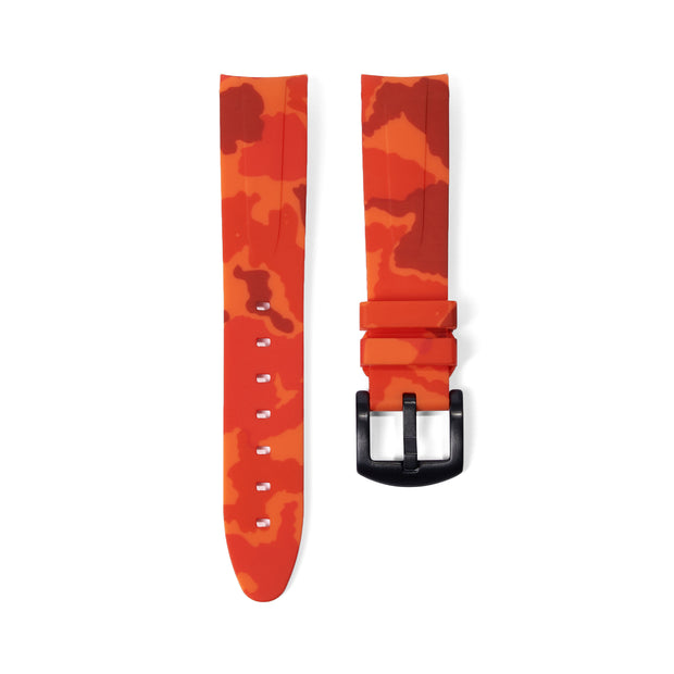 Tempomat Madrid, 20mm Orange camo rubber strap for rolex, 20mm rubber strap for omega
