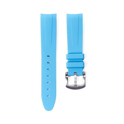 Tempomat Madrid 20mm curved ended integrated blue Miami / Marbella rubber strap for rolex and omega