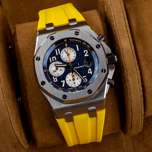 Tempomat Madrid, Yellow Rubber Strap for Audemars Piguet, royal oak offshore 42mm