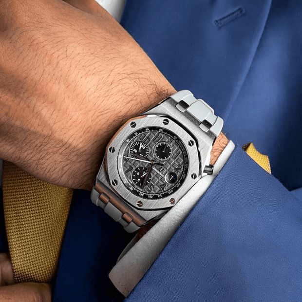 Grey Rubber Strap for Audemars Piguet, 42mm ap offshore