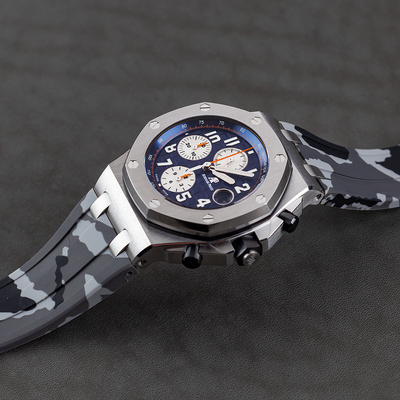 Tempomat Madrid, Grey Camouflage Rubber Strap for Audemars Piguet, royal oak offshore 42mm