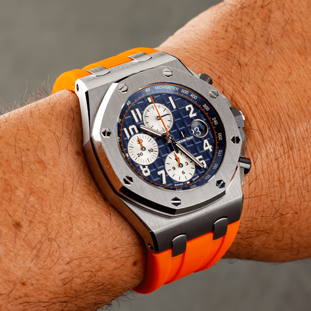 Tempomat Madrid, Orange Rubber Strap for Audemars Piguet, royal oak offshore 42mm