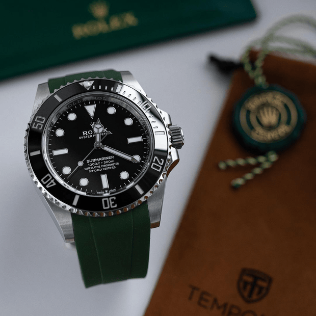 Green Rubber Strap for Rolex and Omega 21mm