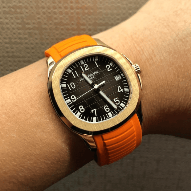 Orange FKM Vulcanized Rubber Strap for Patek Philippe Aquanaut
