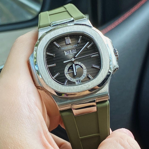 RUBBER STRAP FOR PATEK PHILIPPE NAUTILUS - OLIVE GREEN