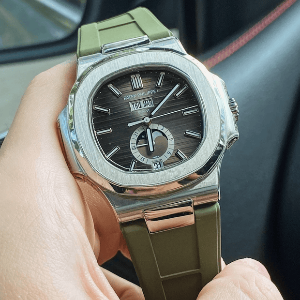 Green FKM Vulcanized Rubber Strap for Patek Philippe Nautilus