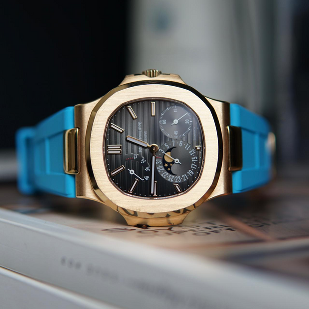 Tempomat Madrid  affordable luxury watch accessories, blue miami FKM vulcanized rubber straps for patek philippe nautilus