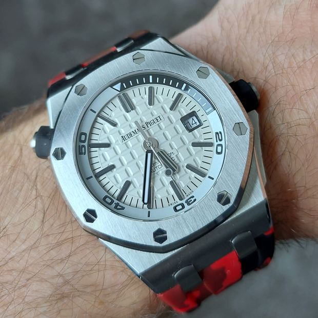 Tempomat Madrid, Red Camouflage Rubber Strap for Audemars Piguet, royal oak offshore 42mm
