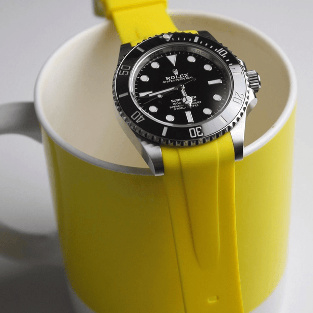 Yellow Rubber Strap for Rolex and Omega 21mm