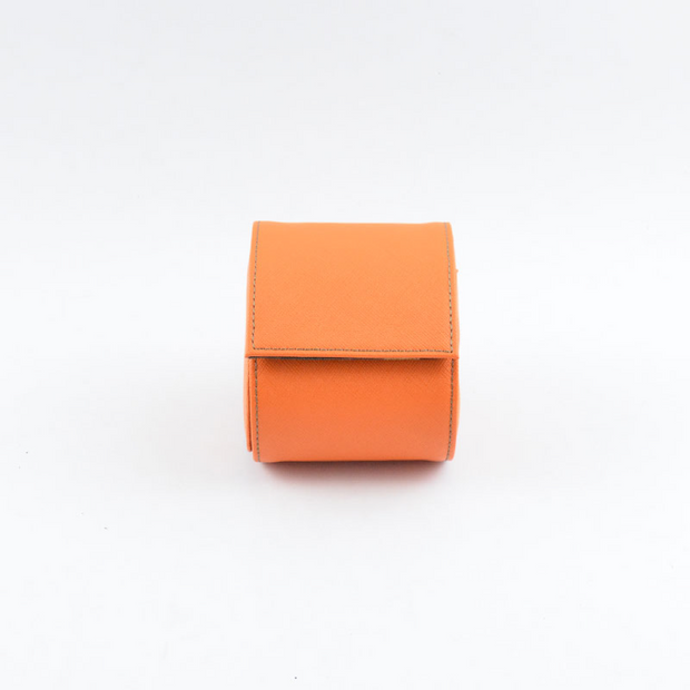 Tempomat Madrid, Orange camouflage Saffiano leather watch roll for collectors