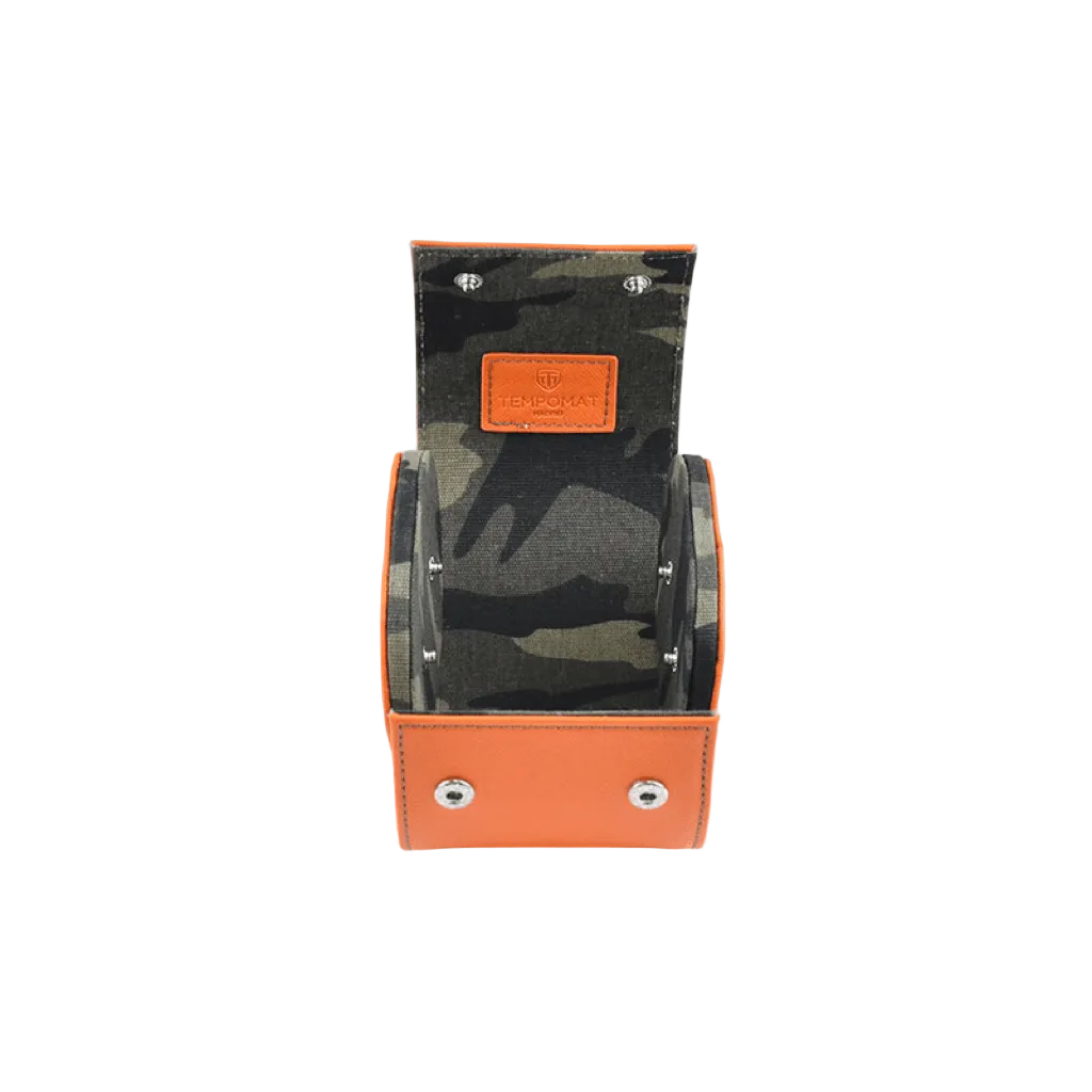 Estuche de reloj individual de piel saffiano naranja - Tempomat Madrid