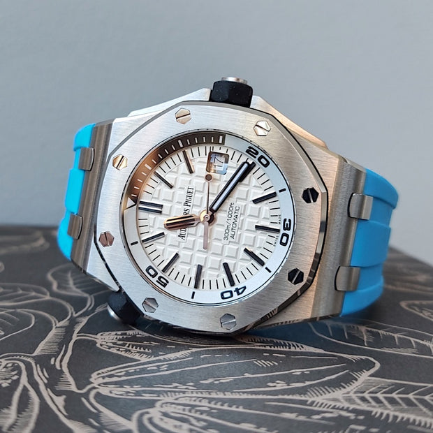 Tempomat Madrid  affordable luxury watch accessories, 42mm blue miami rubber straps for audemars piguet royal oak offshore 