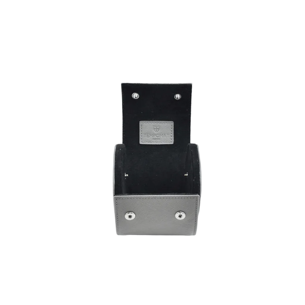 Estuche de reloj individual de piel saffiano gris - Tempomat Madrid