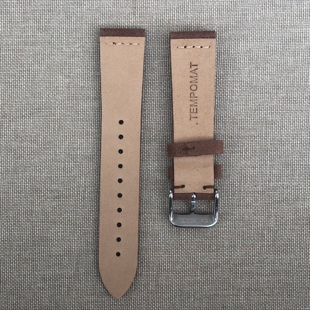 Tempomat Madrid, Dark Brown suede Leather Strap for Rolex & Omega, 20mm universal fit