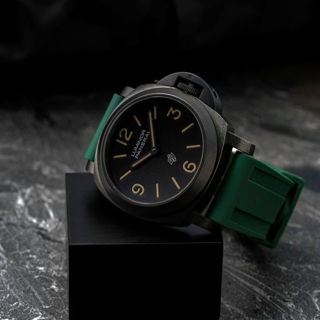 Green Rubber Strap for Panerai Seiko universal fit 24mm