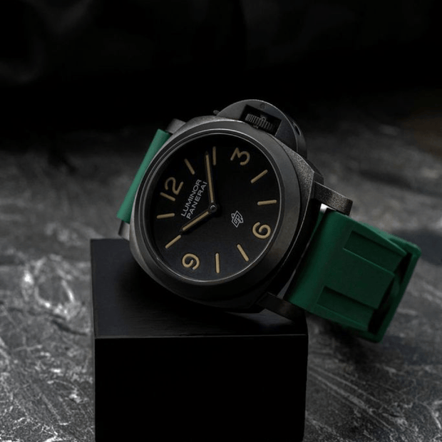 Green Rubber Strap for Panerai, Seiko, universal fit 24mm