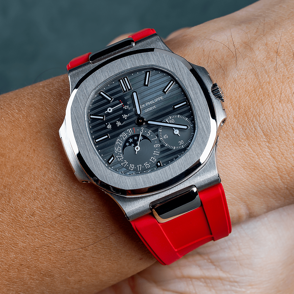 FKM Vulcanized Red Rubber Strap for Patek Nautilus - Tempomat Madrid
