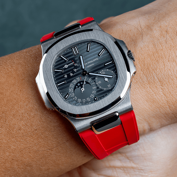 Tempomat Madrid, Red FKM Vulcanized Rubber Strap for Patek Philippe Nautilus