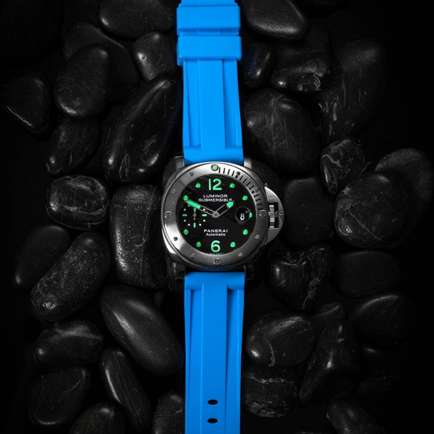 Tempomat Madrid  affordable luxury watch accessories, 24mm universal blue miami rubber strap for tag heuer, tudor, omega