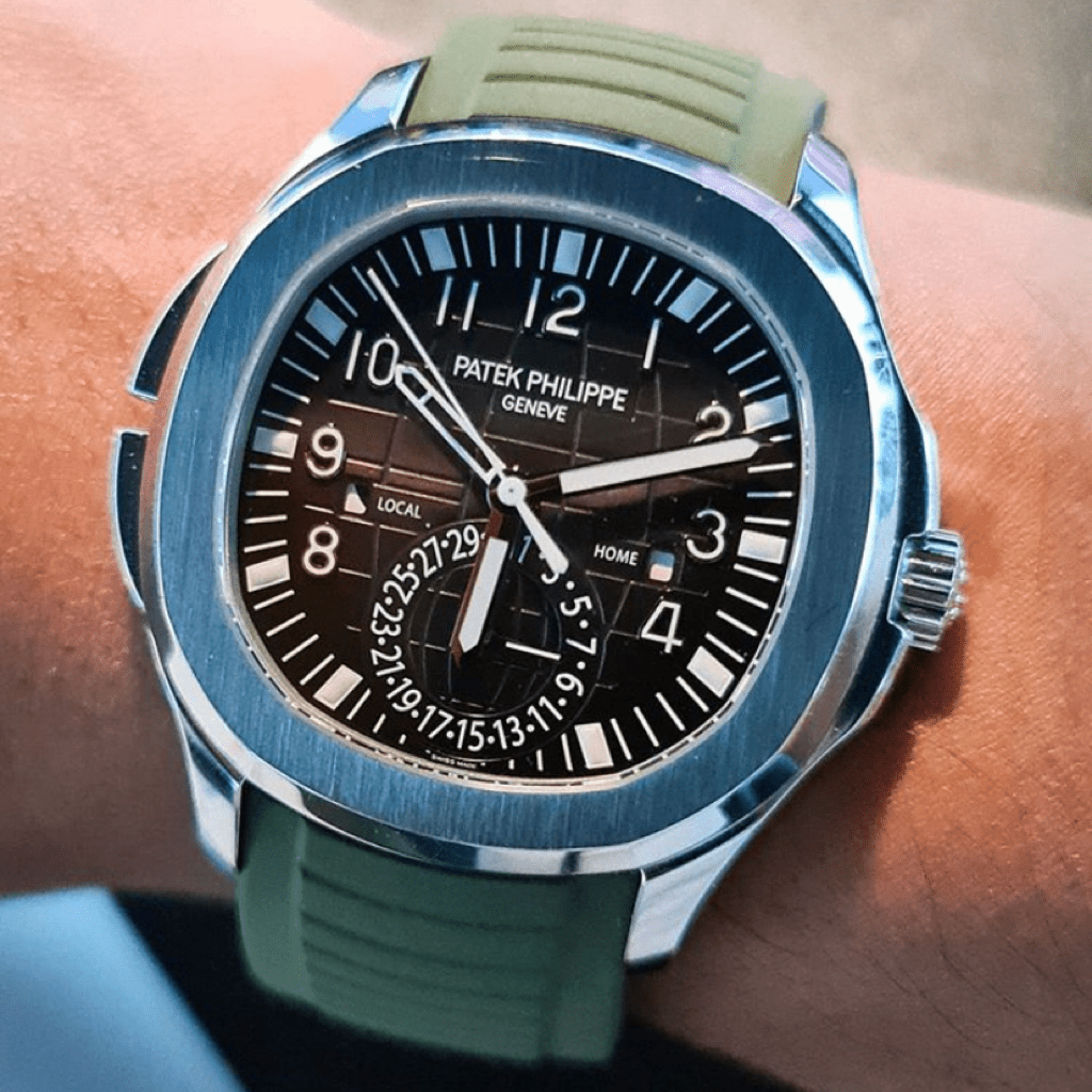Green FKM Vulcanized Rubber Strap for Patek Philippe Aquanaut