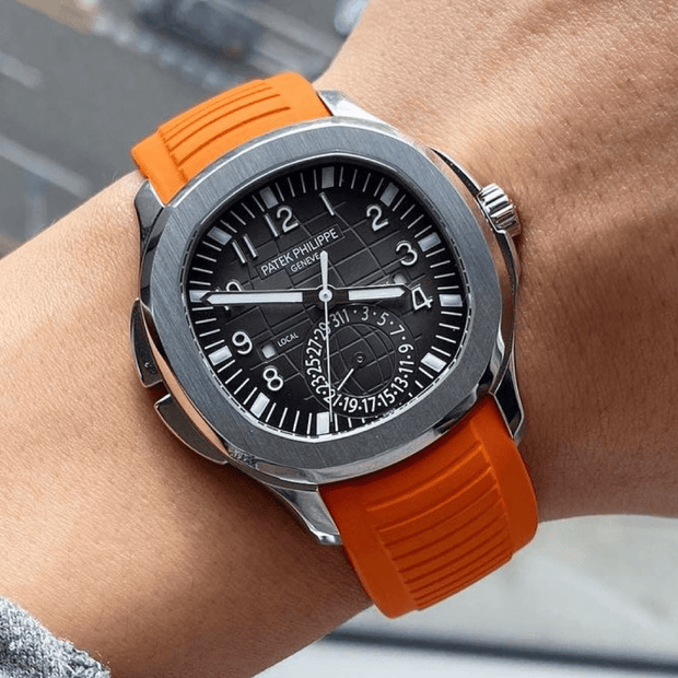 FKM Vulcanized Orange Rubber Strap for Patek Aquanaut