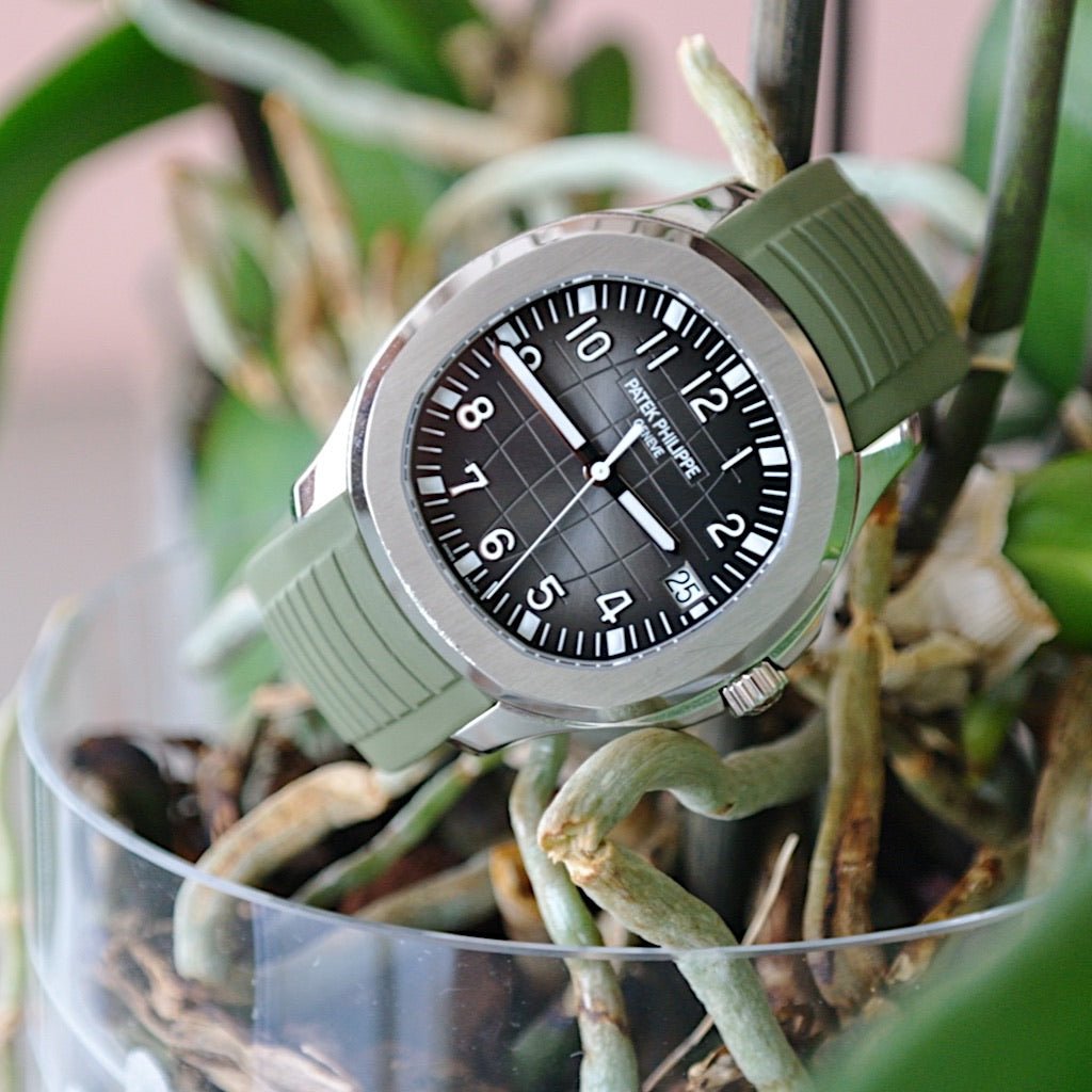 Green FKM Vulcanized Rubber Strap for Patek Philippe Aquanaut