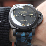 Tempomat Madrid, Blue Camouflage Rubber Strap for Panerai, Seiko, Breitling, Tag Heuer Universal 24mm