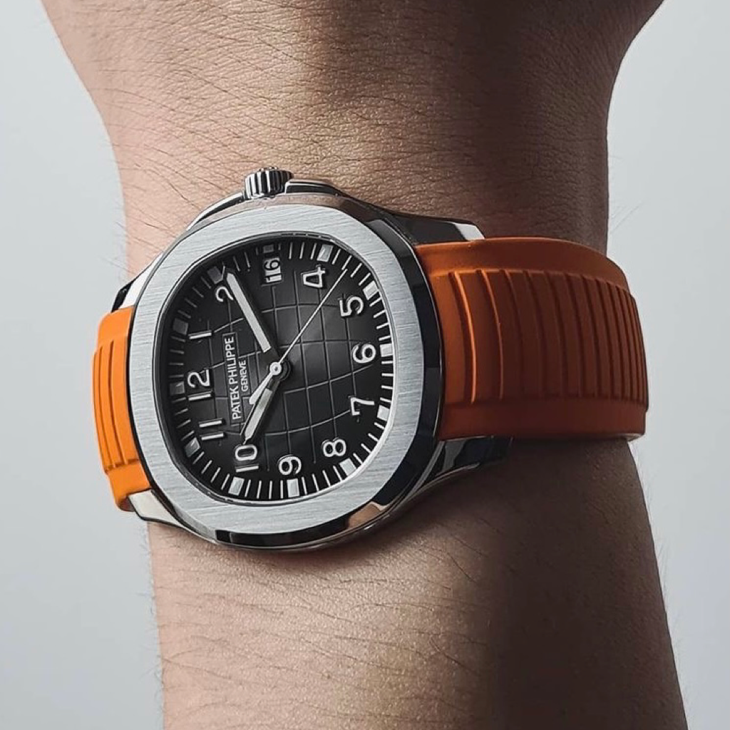 Orange FKM Vulcanized Rubber Strap for Patek Philippe Aquanaut